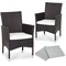 2 Piece Rattan Dining Chairs with Seat Cushions Steel Frame Patio Balcony